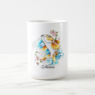 Caneca De Café Tatuagem oriental legal da água de peixes da carp