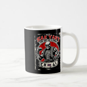 Caneca De Café Tatuagem Sak Yant de Kickboxing Tailandês Esquelet