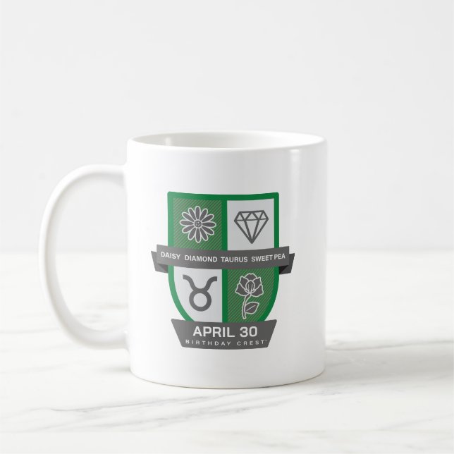 Caneca De Café Taurus Birthday Crest™ for April 20-30 Mug (Esquerda)