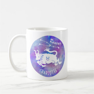 Caneca De Café Taurus Bull Constulation Stars Nome Aniversário P