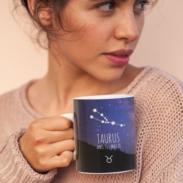 Caneca De Café Taurus | Constelação Zodiac Personalizada (Criador carregado)