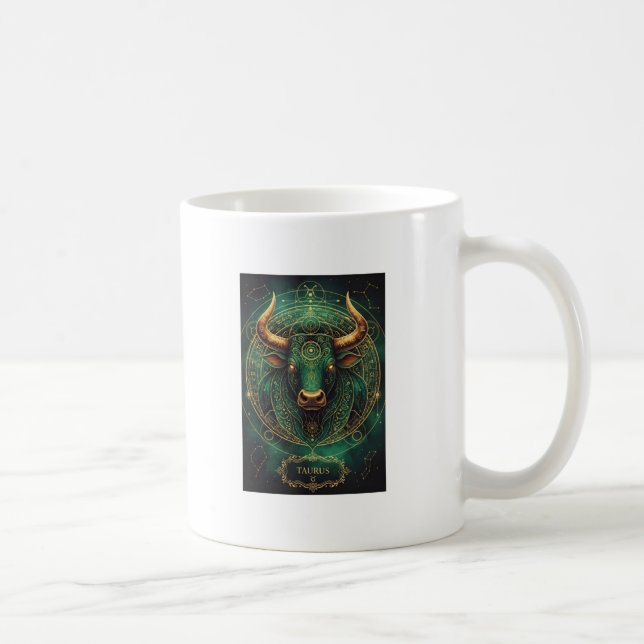 Caneca De Café Taurus Emerald and Gold Astrology Coffee Cup (Direita)
