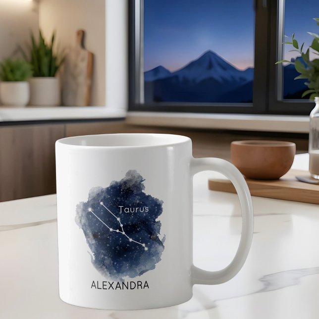 Caneca De Café Taurus Starry Night Constellation Custom Name  (Criador carregado)