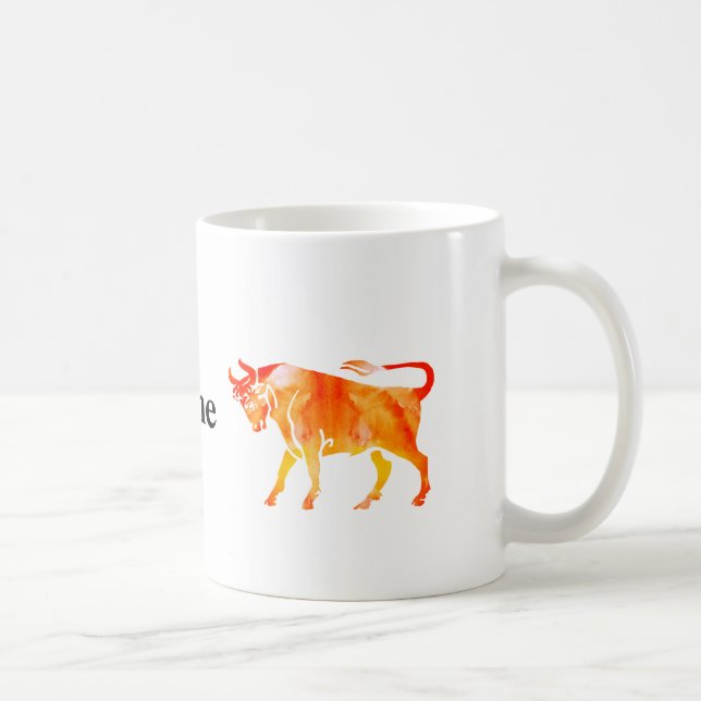 Caneca De Café Taurus Watercolor Art (Direita)