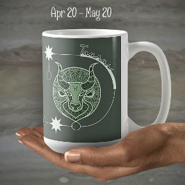 Caneca De Café Taurus Zodiac - Sinal de Astrologia Mandala - Cinz