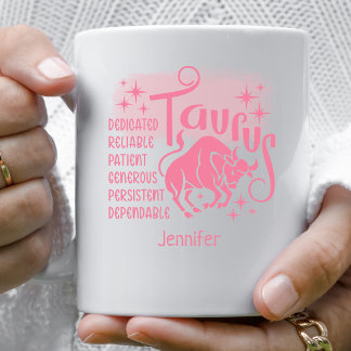 Caneca De Café Taurus Zodiac Traços Personalizados Horoscópio