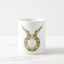 Caneca De Café Taurus Zodiac - Tribal Dourado