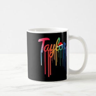 Caneca De Café Taylor First Name Santa Hat Colorful Impressão Tay