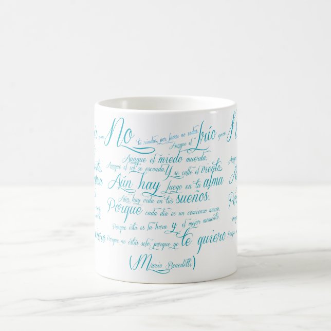 Caneca De Café Taza blanca  poema de Mario benedetti (Centro)