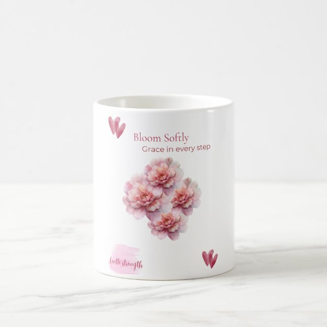 Caneca De Café Taza/ Bloom Softly con Peonías Rosadas  (Centro)