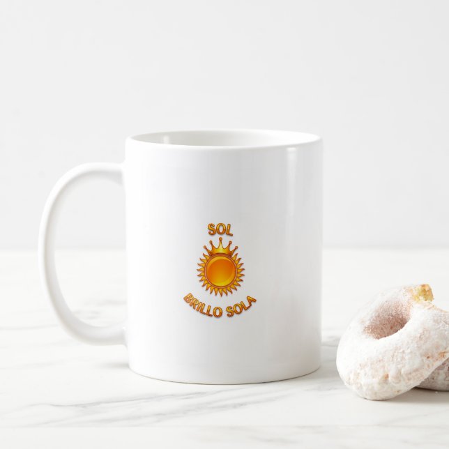 Caneca De Café Taza clacica blanca Sol Brillante Sola  (Com Donut)