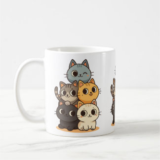 Caneca De Café Taza con gatitos dibujado a mano.