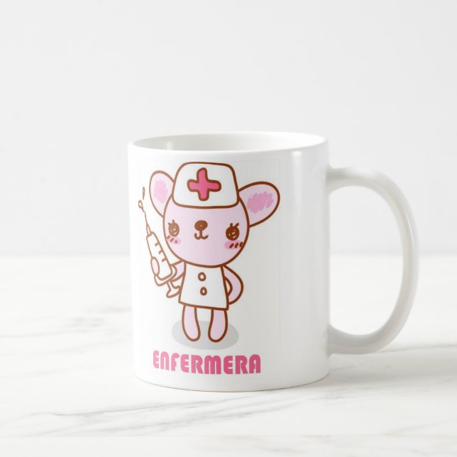 Caneca De Café Taza con un dibujo de una enfermera ratoncita (Direita)