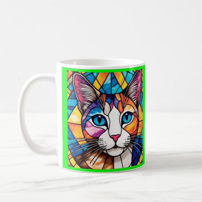 Caneca De Café Taza de café blanca diseño de gato (Esquerda)