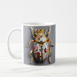 CANECA DE CAFÉ TAZA DE COLOR BLANCO CON IMPRESION DE ESCARABAJO