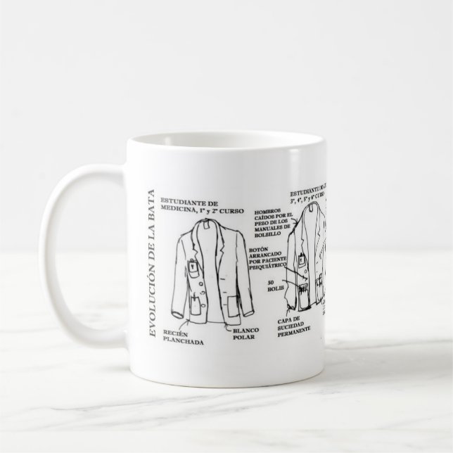 Caneca De Café Taza de evolución de la bata de medico (Esquerda)