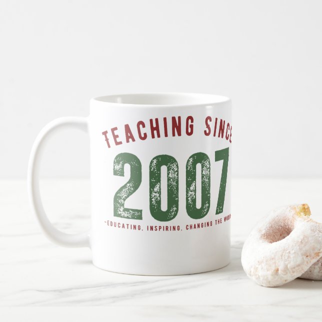 Caneca De Café Taza para profesor | Teaching since 2007 (Com Donut)