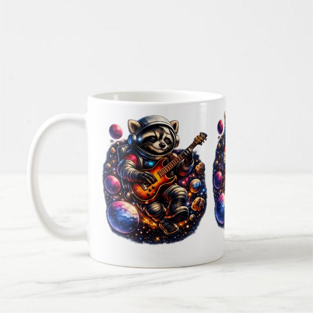 Caneca De Café TazaMapache astronauta rockero – Música entre plan (Esquerda)