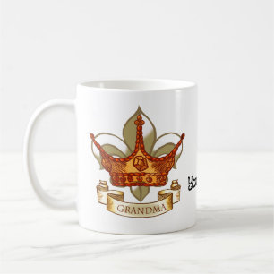 Caneca De Café TBA Crown Banner Rainha Vovó Mug