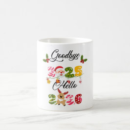 Caneca De Café Tchau 2025 Olá 2026 Design de Ano Novo