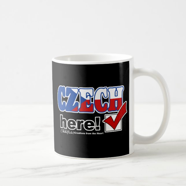 Caneca De Café Tcheco Aqui (Escuro) (Direita)