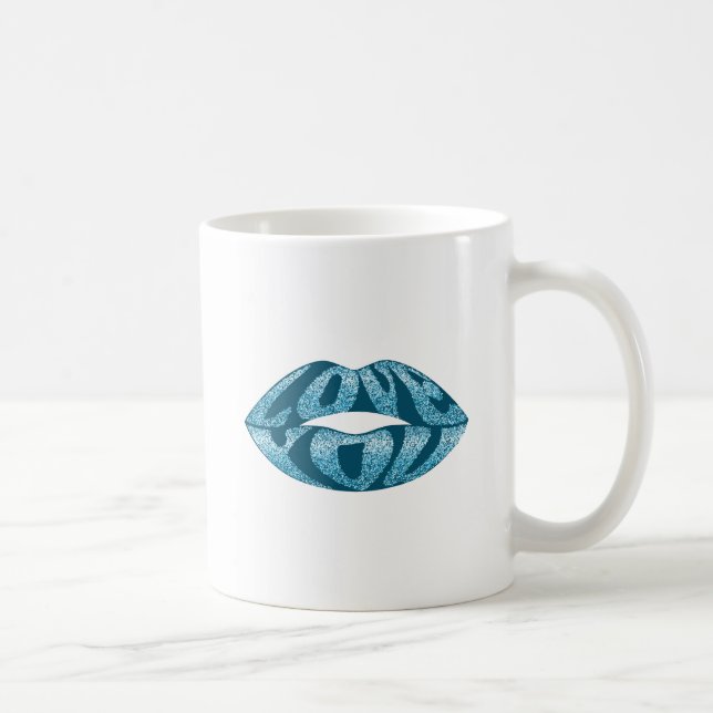 Caneca De Café Te amo com letras brilhantes lábios dentro (Direita)