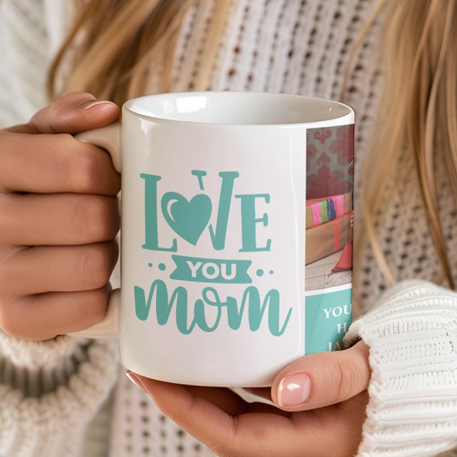 Caneca De Café Te Amo, Mãe, Dia de as mães Teal Presente (Criador carregado)