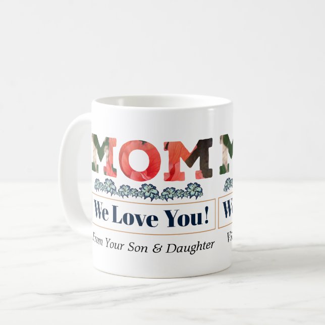 Caneca De Café Te Amo Mãe Flores Florais Personalizam (Frente Esquerda)