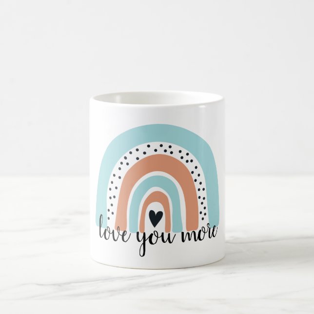 Caneca De Café Te Amo Mais Arco-Íris Coração Azul Peach (Centro)