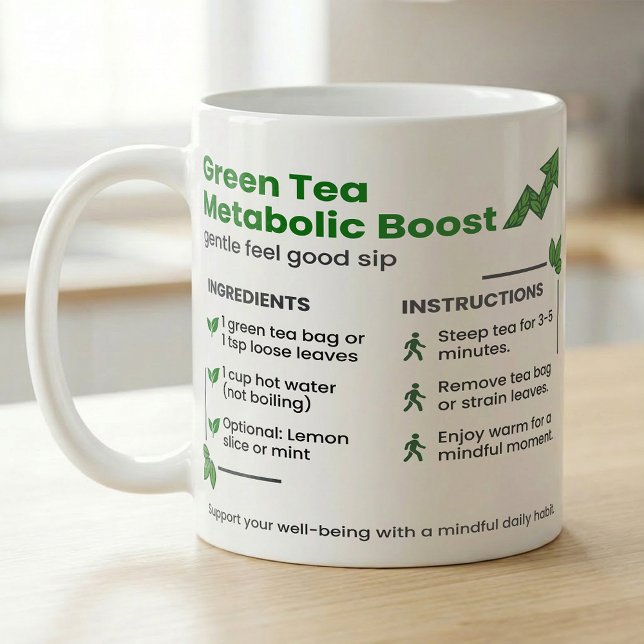Caneca De Café Tea Steep Time Guide; Energy Boost Recipe Tea (Criador carregado)