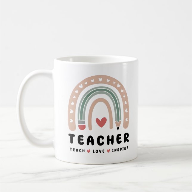 Caneca De Café Teach Love Inspirar Retro Design (Esquerda)