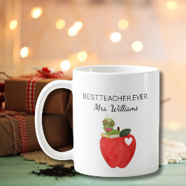 Caneca De Café Teacher Appreciation Apple Bookworm Best teacher