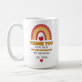 Caneca De Café Teacher Appreciation Mug – Thank You Rainbow