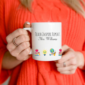 Caneca De Café Teacher Appreciation Teach Inspire Repeat Custom