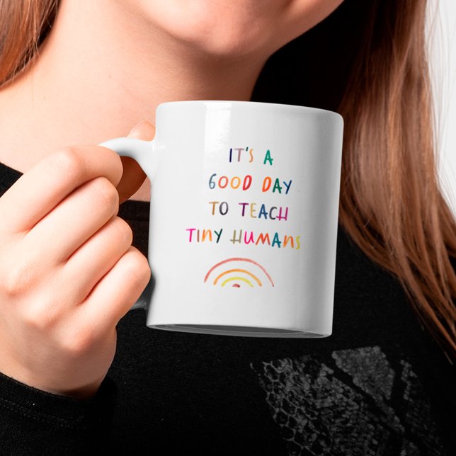 Caneca De Café Teacher Bom Dia Pequeno Humano Típica Moderna Dive (Criador carregado)