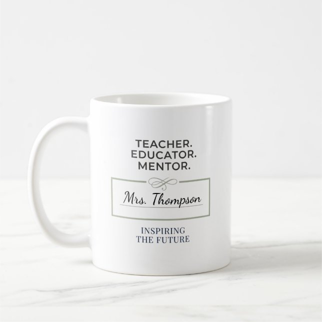 Caneca De Café Teacher. Educator. Mentor. Custom Retirement Gift (Esquerda)