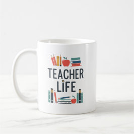 Caneca De Café Teacher Life Modern Typography Design
