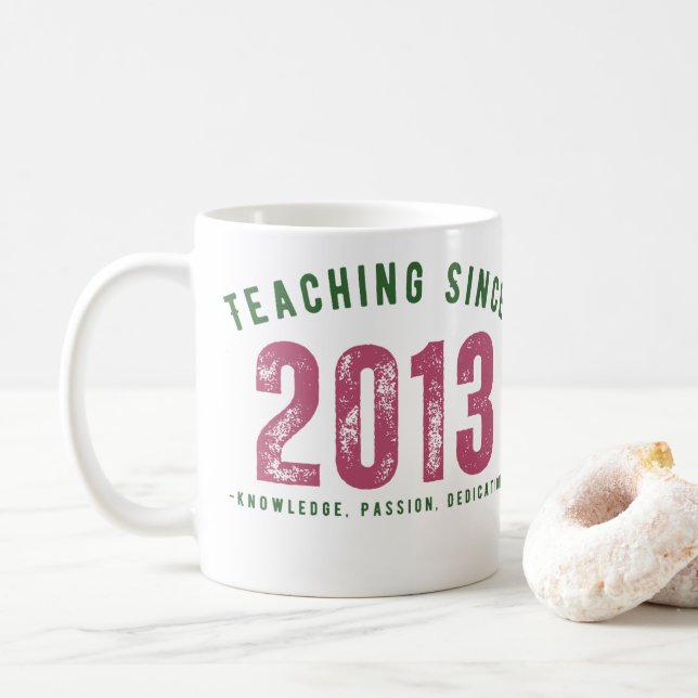 Caneca De Café Teacher mug | Teaching Since 2013 (Com Donut)