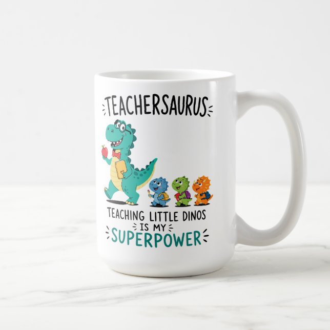 Caneca De Café Teachersaurus humor de professor com pequenos dino (Direita)