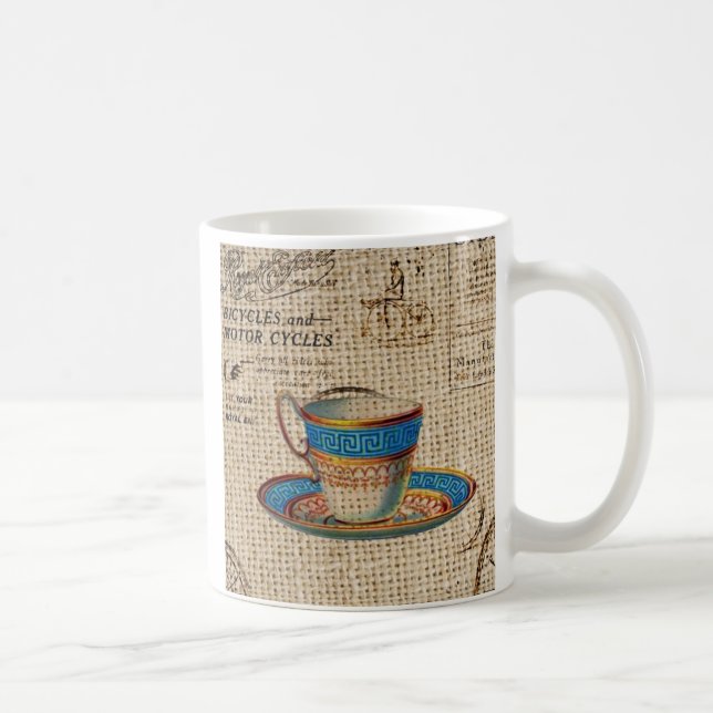 Caneca De Café Teacup azul da festa do chá rural russo inglês (Direita)