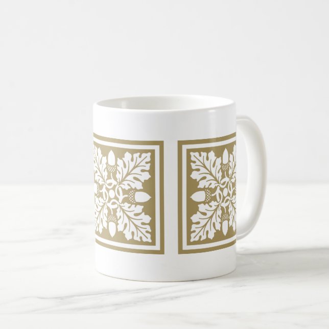 Caneca De Café Teak Acorn and Leaf Azulejo Coffee Mug (Frente Esquerda)