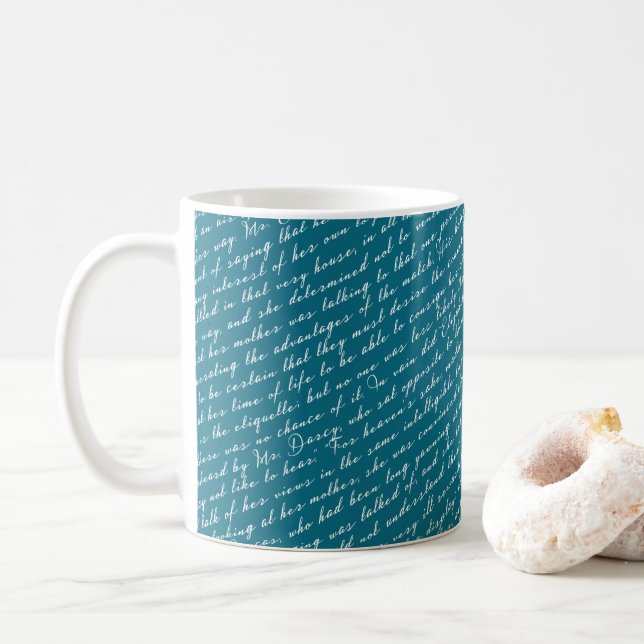 Caneca De Café Teal Blue Jane Austen Preconceito do Orgulho Dutch (Com Donut)