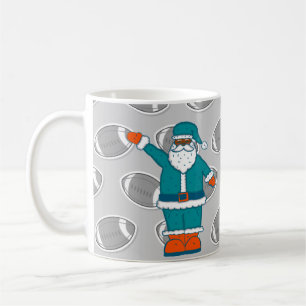 Caneca De Café Teal blue larange xmas black santa claus basqueteb