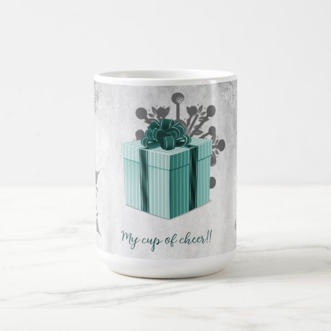 Caneca De Café Teal Christmas Gift Holiday Mug (Centro)