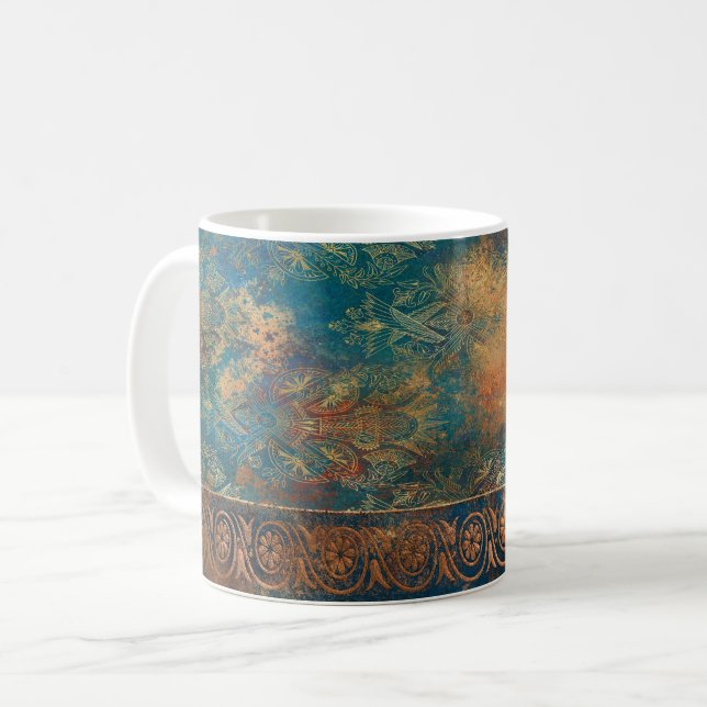 Caneca De Café Teal Cooper Patina Turquoise (Frente Esquerda)