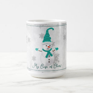 Caneca De Café Teal Cute Snowman Holiday Mug