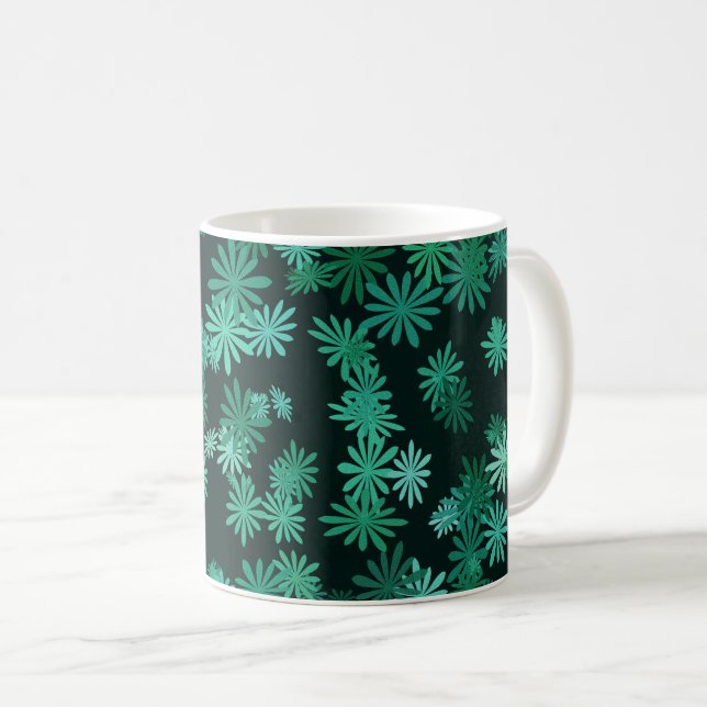 Caneca De Café Teal Daisies (Frente Esquerda)