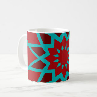 Caneca De Café Teal E Padrão Vermelho De Marrocos