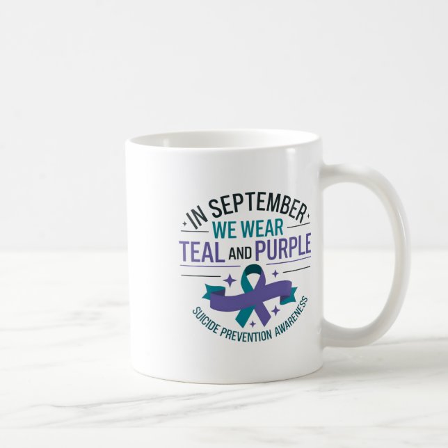 Caneca De Café Teal E Roxo: Prevenção Contra Suicídio Em Setembro (Direita)
