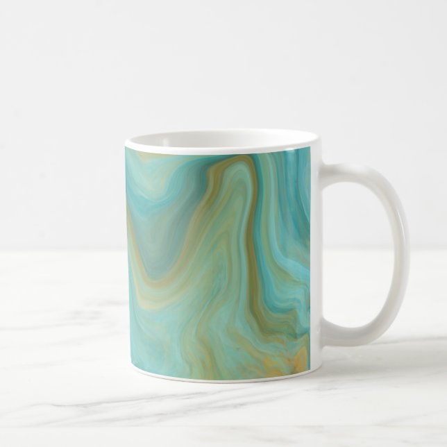 Caneca De Café Teal e Sandy Brown Suavizam Arte Marble (Direita)